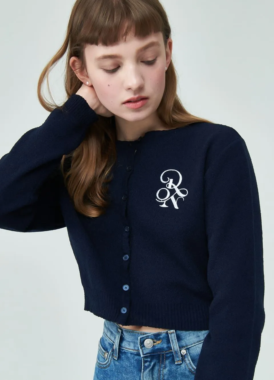 RONRON  |Street Style Long Sleeves Plain Logo Cardigans