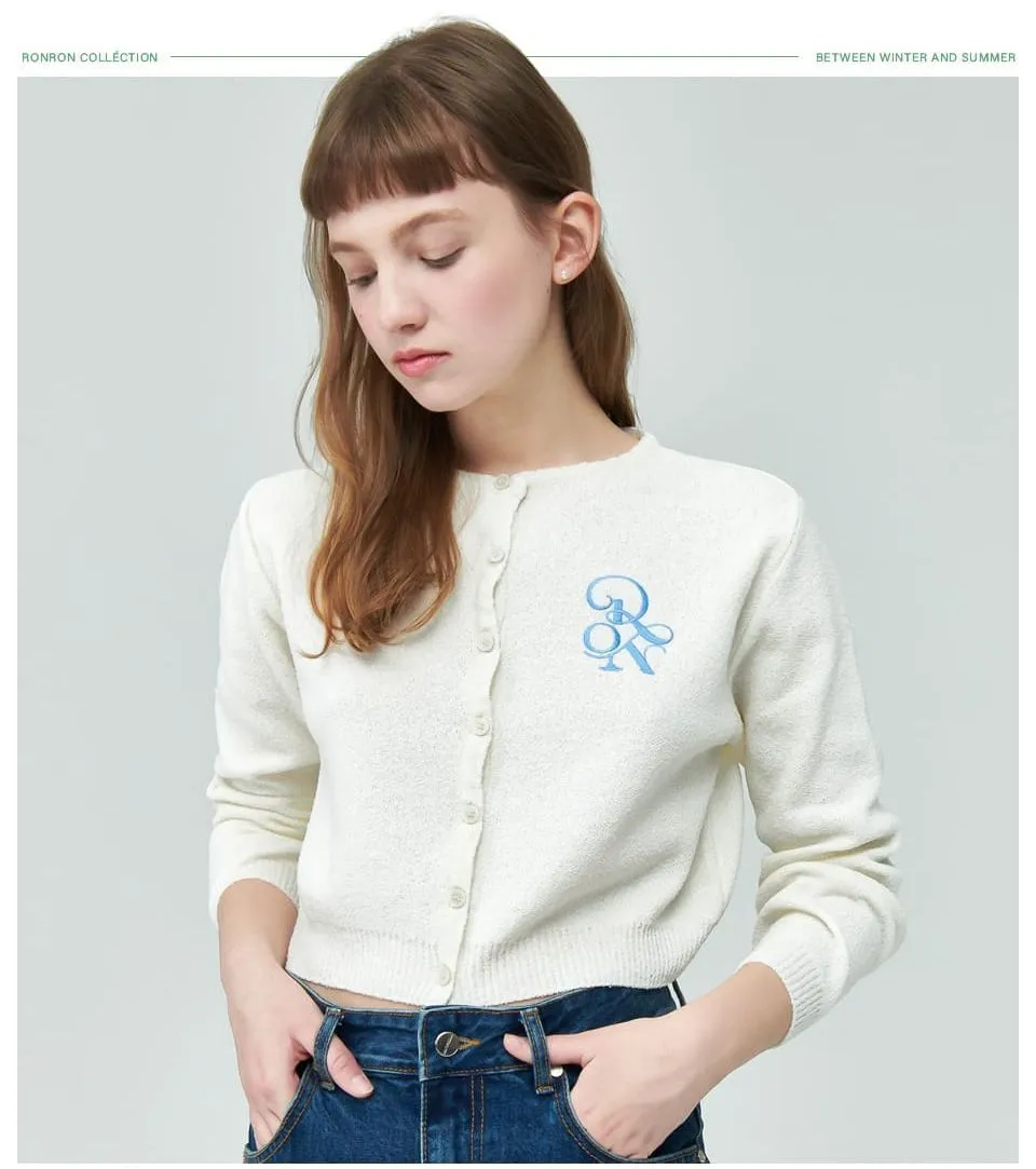 RONRON  |Street Style Long Sleeves Plain Logo Cardigans