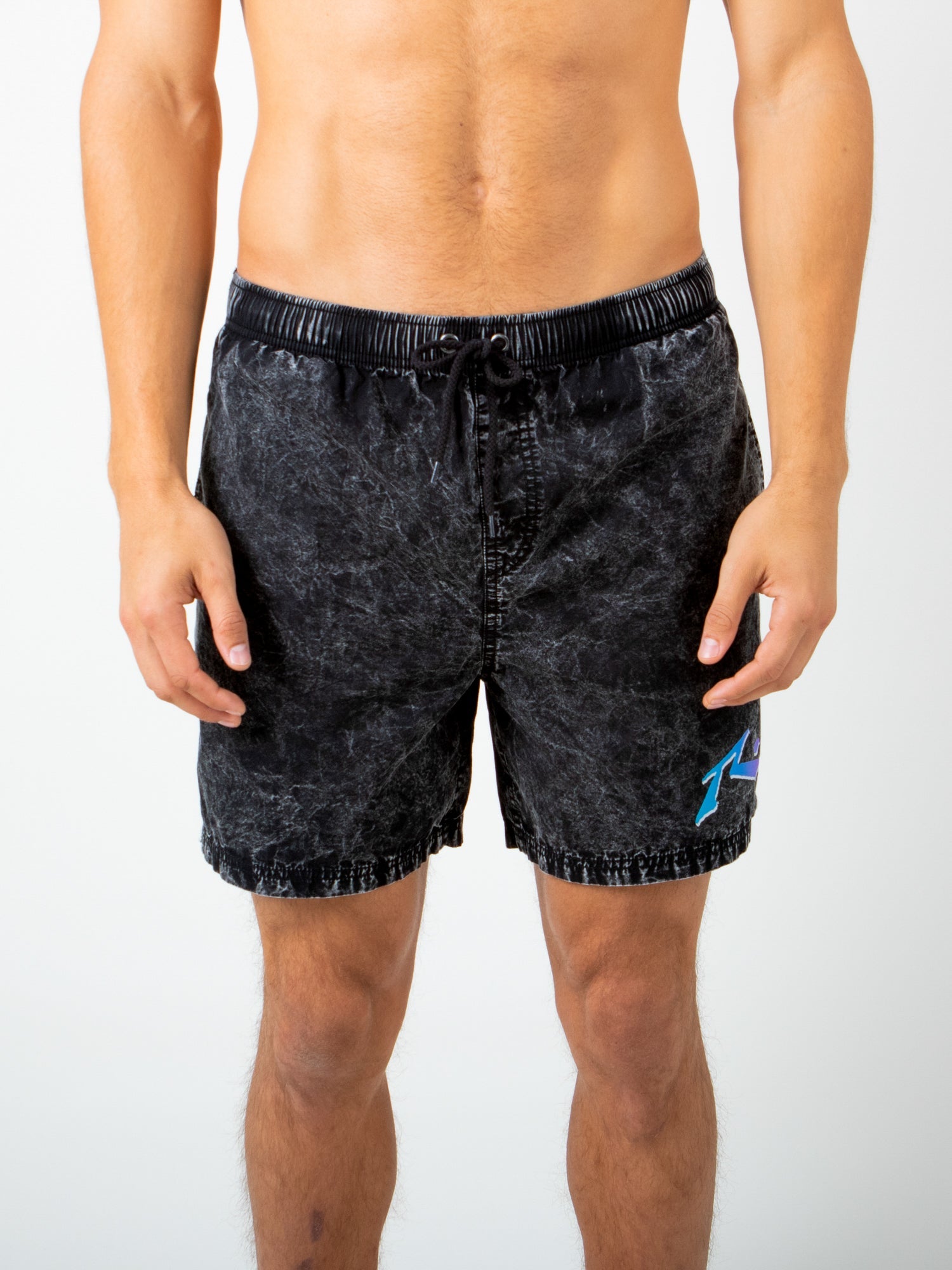 Rusty US ACID HOUSE ELASTIC SHORT - BLACK WASH