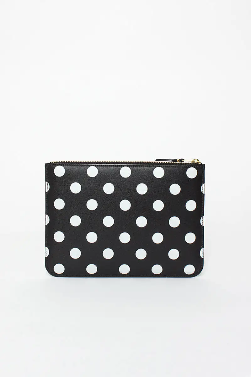 SA5100PD Black Leather Polka Dot Pouch