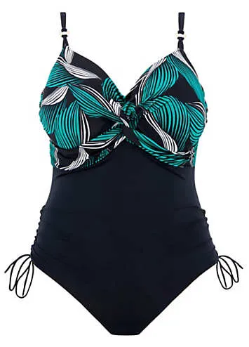 Saint Lucia Underwired Twist Front Swimsuit with Adjustable Leg by Fantasie | Look Again