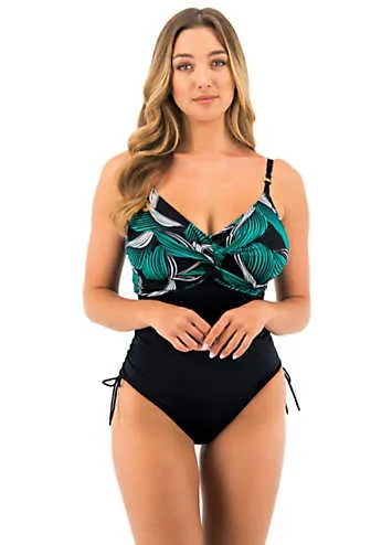 Saint Lucia Underwired Twist Front Swimsuit with Adjustable Leg by Fantasie | Look Again