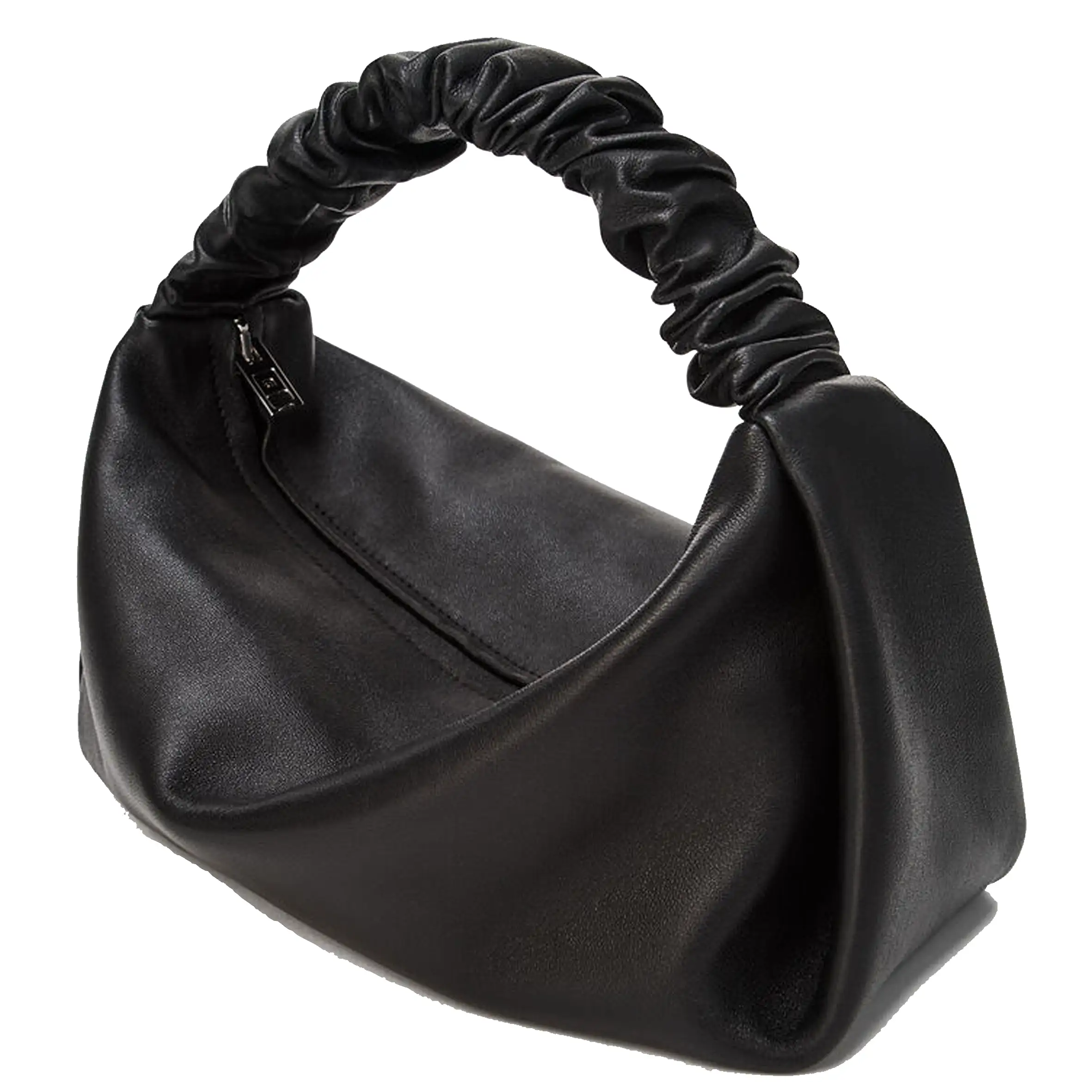 Scrunchie Leather Bag, Black