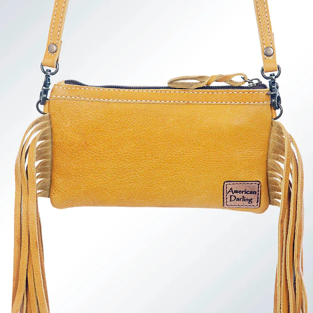 Simple Day Fringe Hair On Leather Sling Bag Wristlet