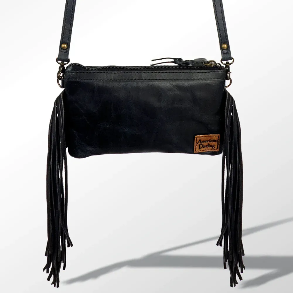 Simple Day Fringe Hair On Leather Sling Bag Wristlet