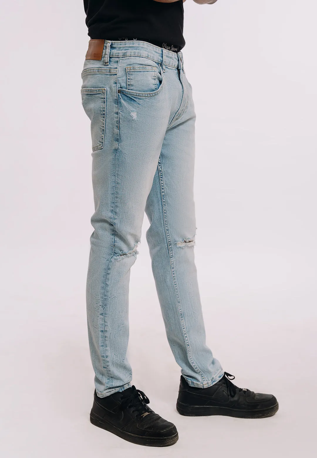 Skinny Fit Ripped Jeans - Light Blue Wash