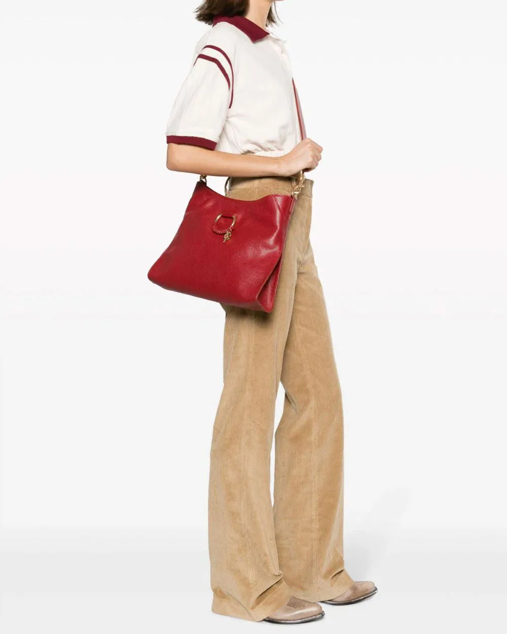 Small Joan Shoulder Bag in Red