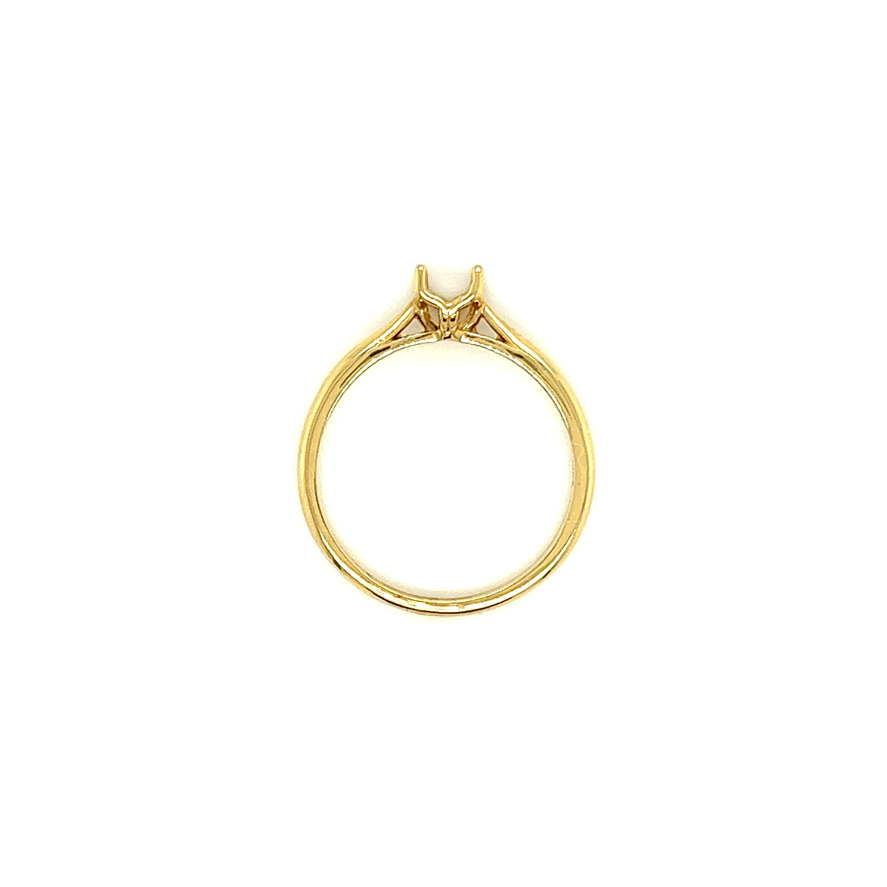 Solitaire Ring Setting with Four Prong Head in 14K Yellow Gold