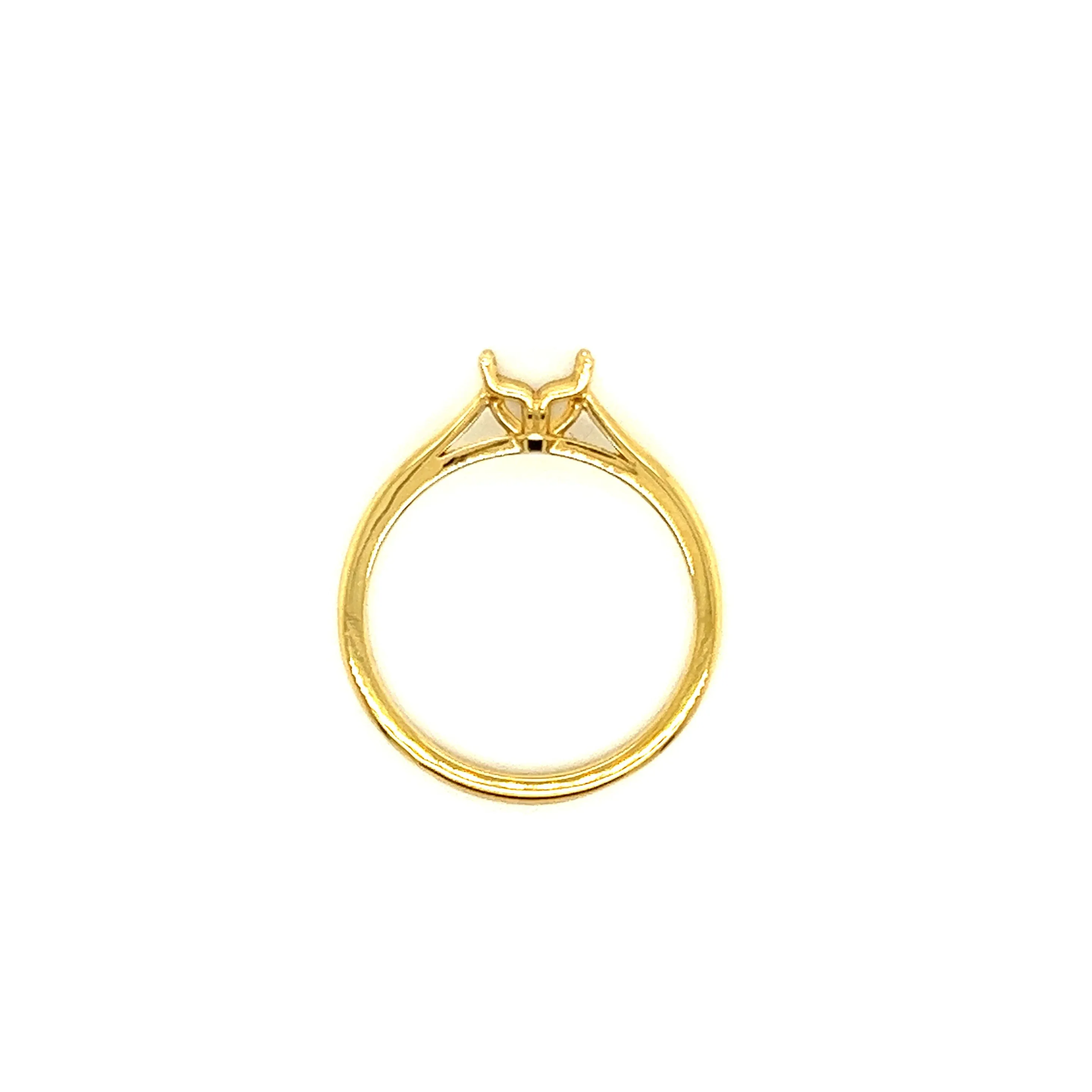 Solitaire Ring Setting with Four Prong Head in 14K Yellow Gold