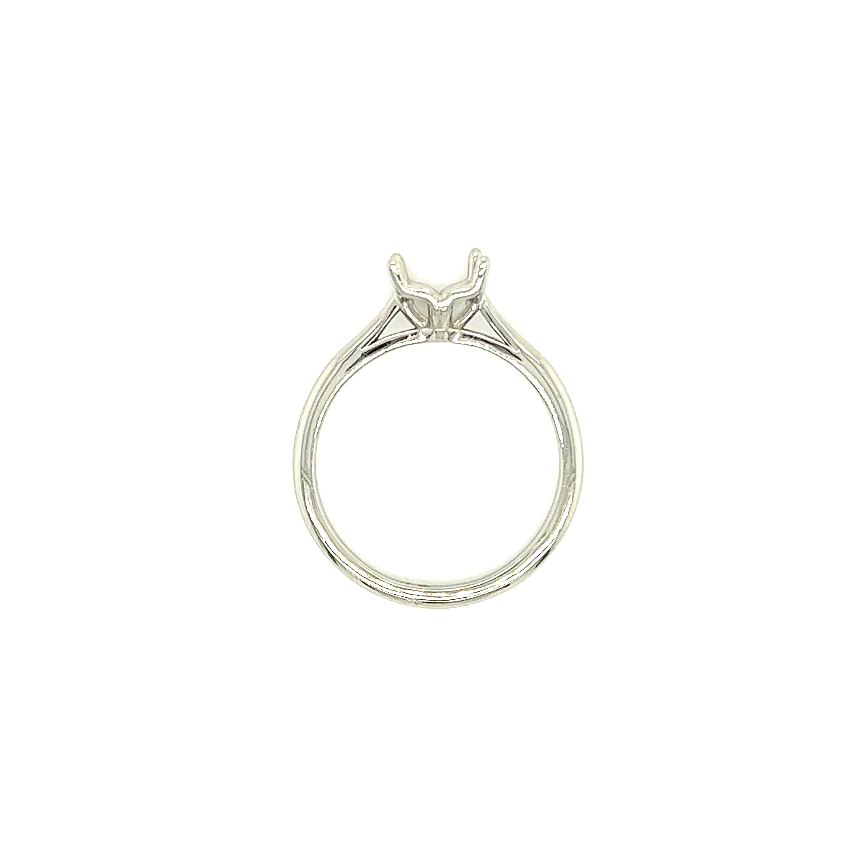 Solitaire Ring Setting with Four Prong Head in Platinum