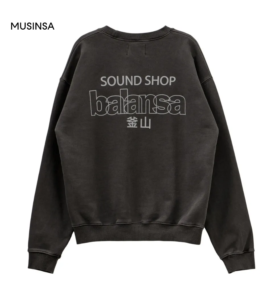 SOUND SHOP BALANSA  |Crew Neck Unisex Street Style Long Sleeves Cotton Logo