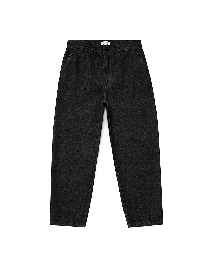 Sunspel Womens Denim Tapered Trouser Black Denim Wash