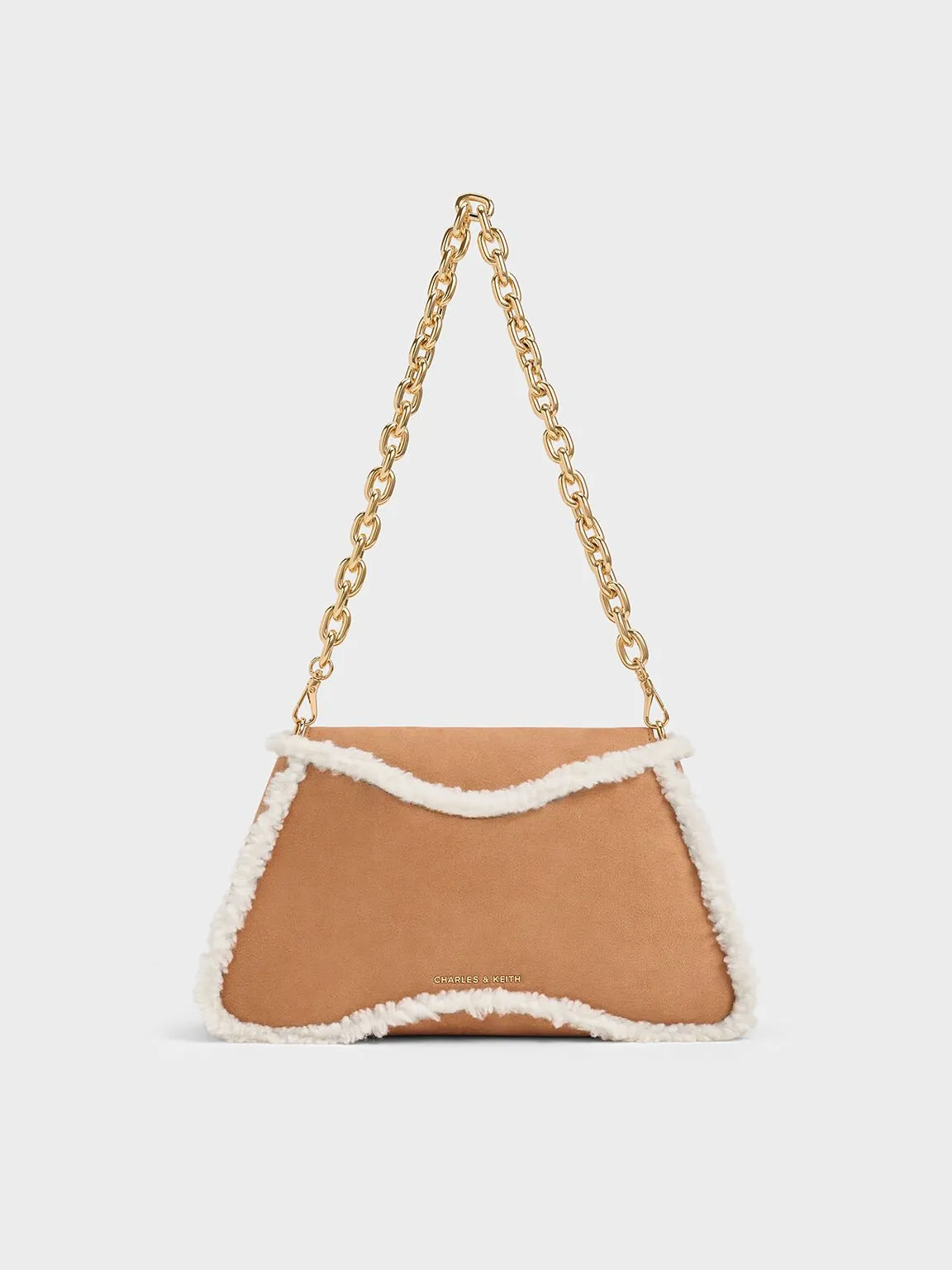 Sybill Faux Suede Fur-Trim Trapeze Chain-Handle Bag - Multi