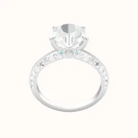 Tapered Knife Edge Double Row Pave Engagement Ring With Front set gallery Head