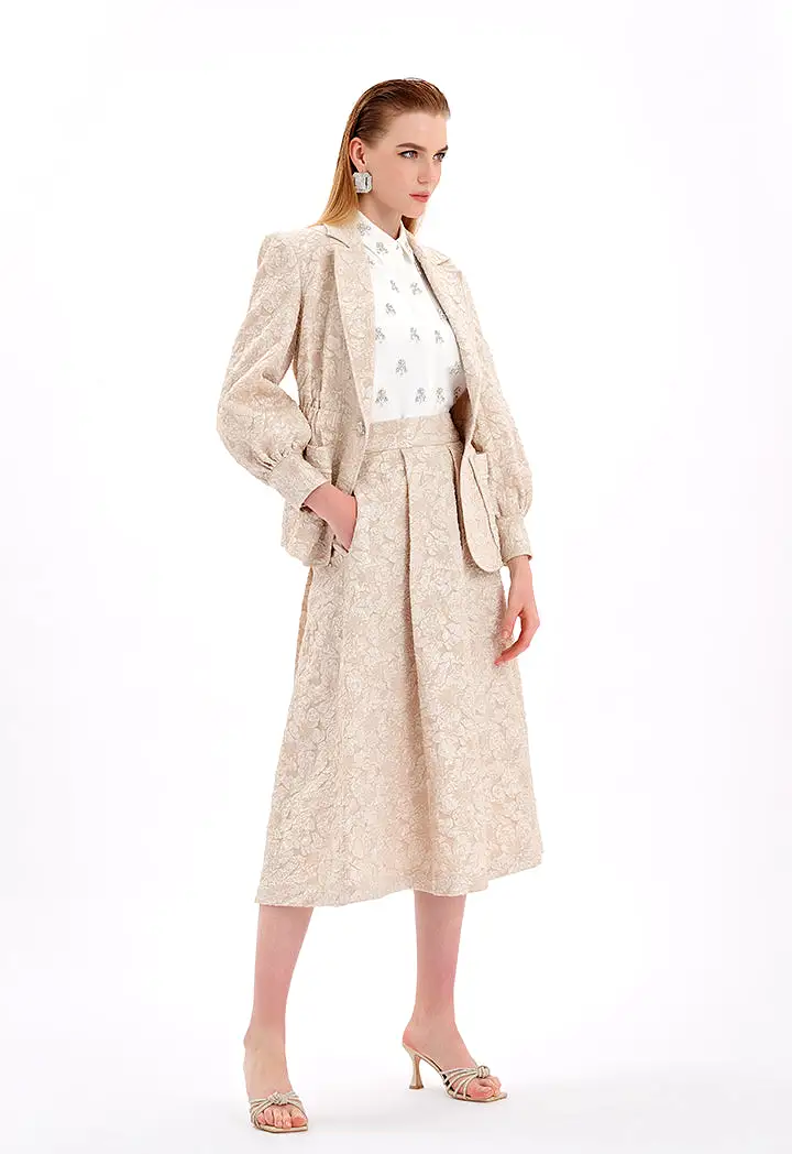 Textured Jacquard Jacket With Front Pockets