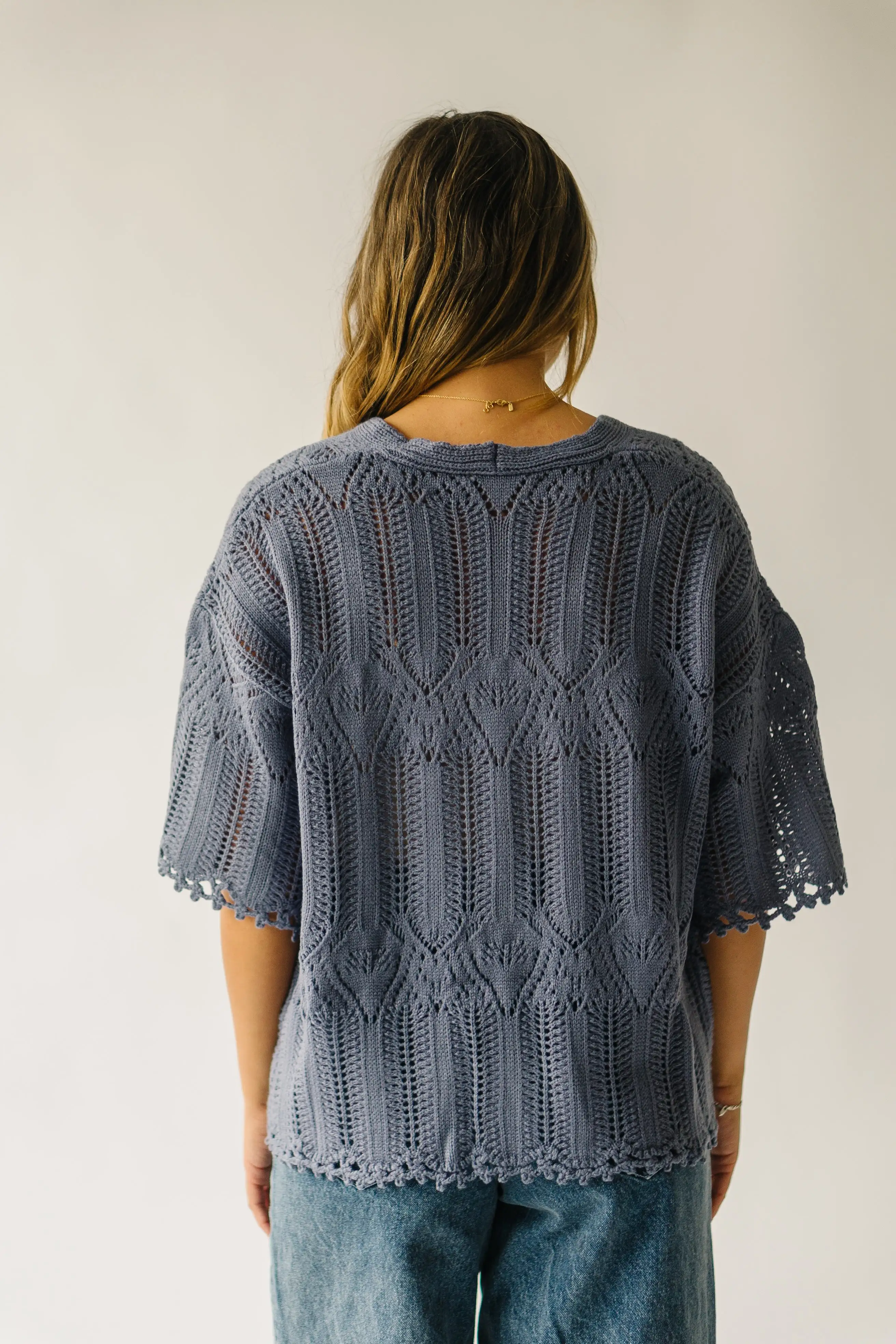 The Batcher V-Neck Sweater in Dusty Blue