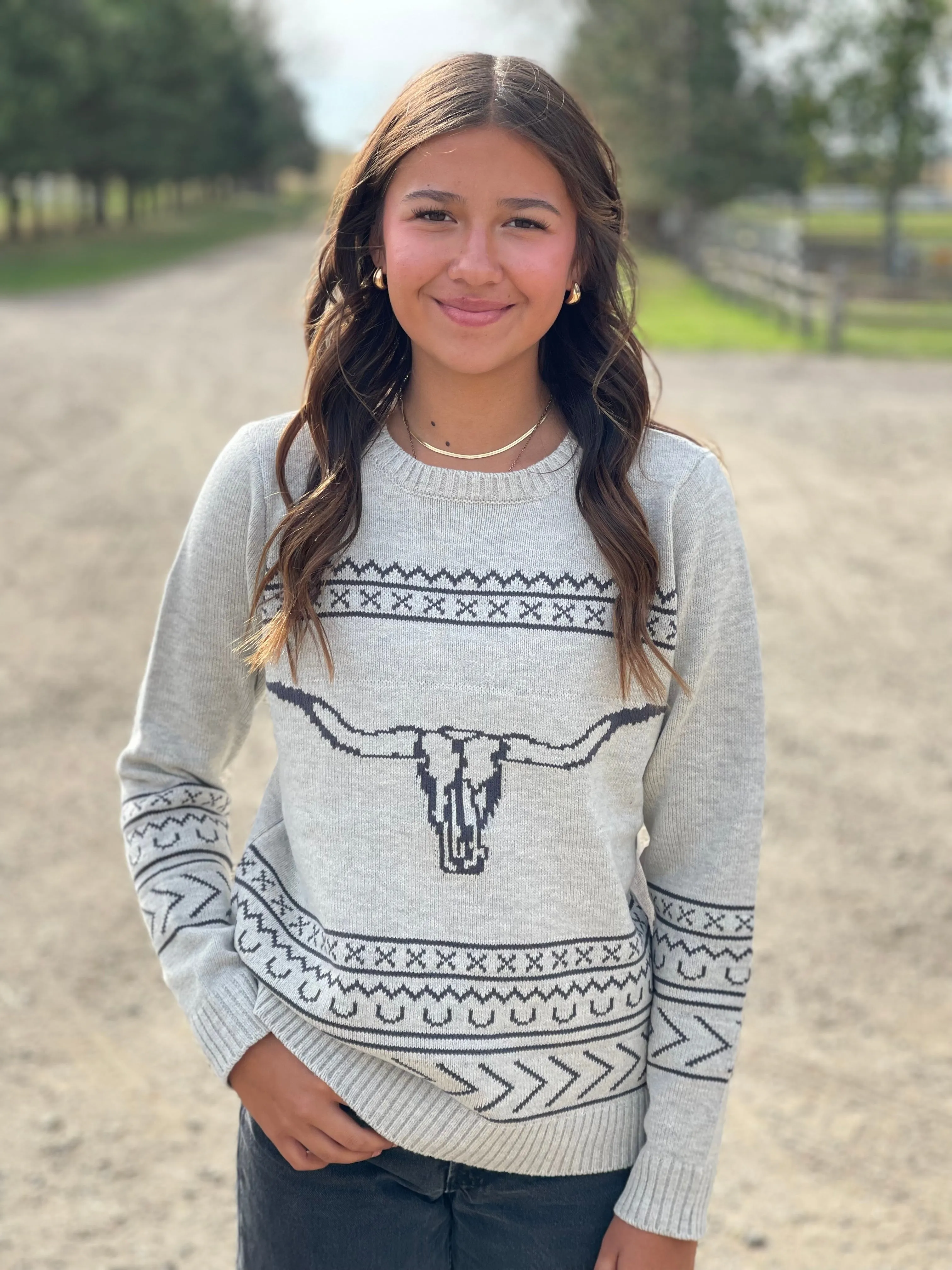 The Longhorn Sweater - Heather Gray