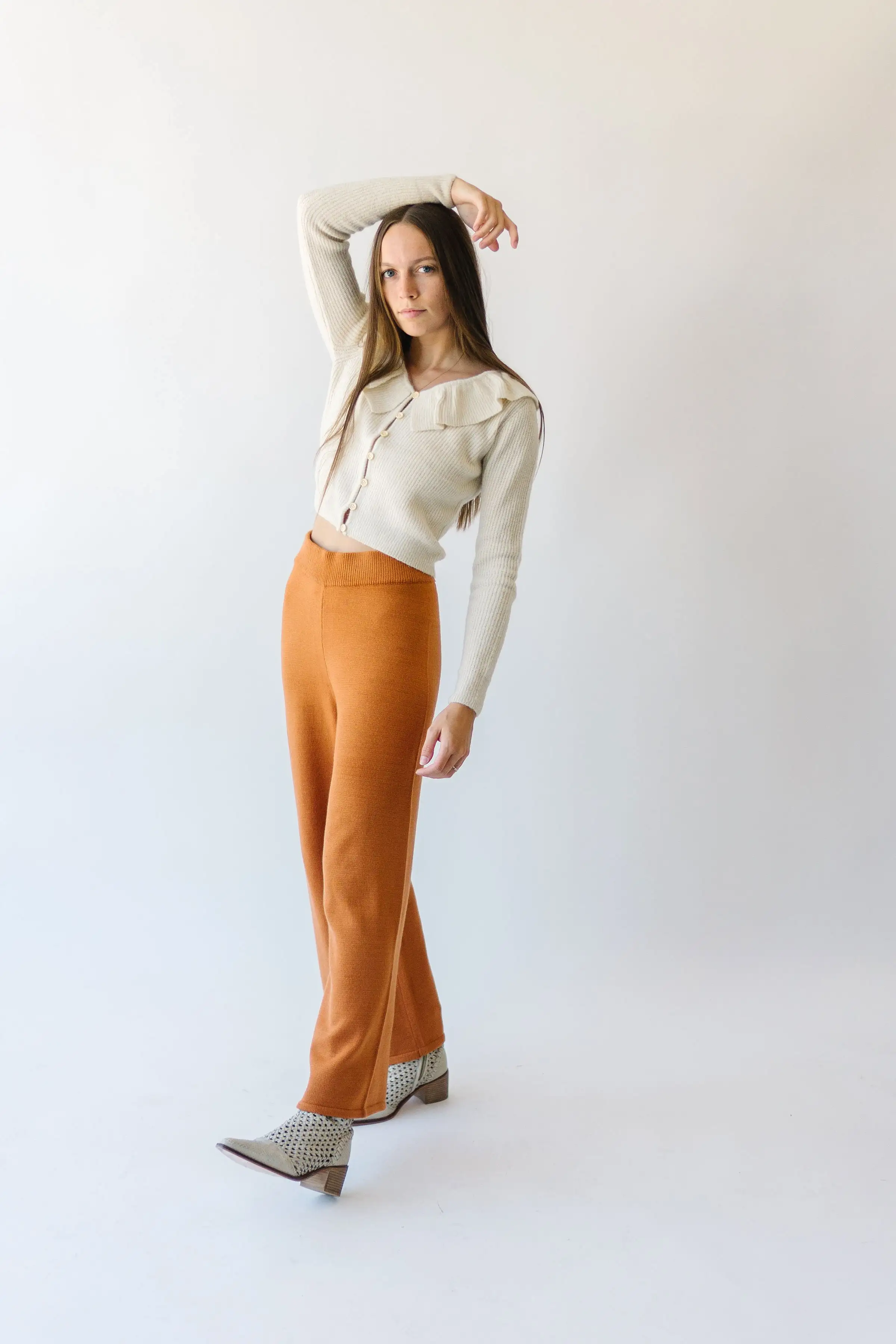 The Puth Straight Leg Sweater Pant in Rust