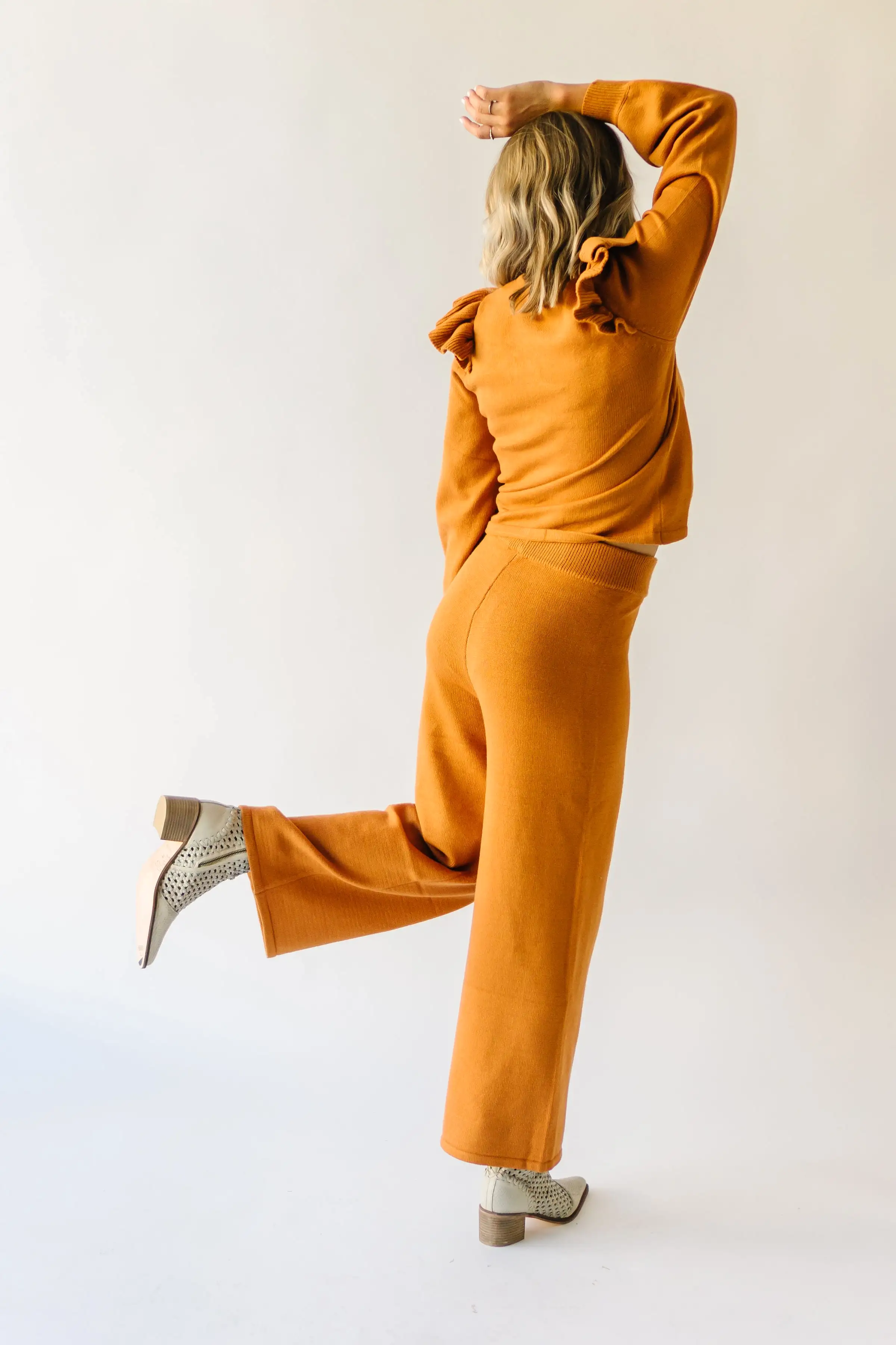 The Puth Straight Leg Sweater Pant in Rust