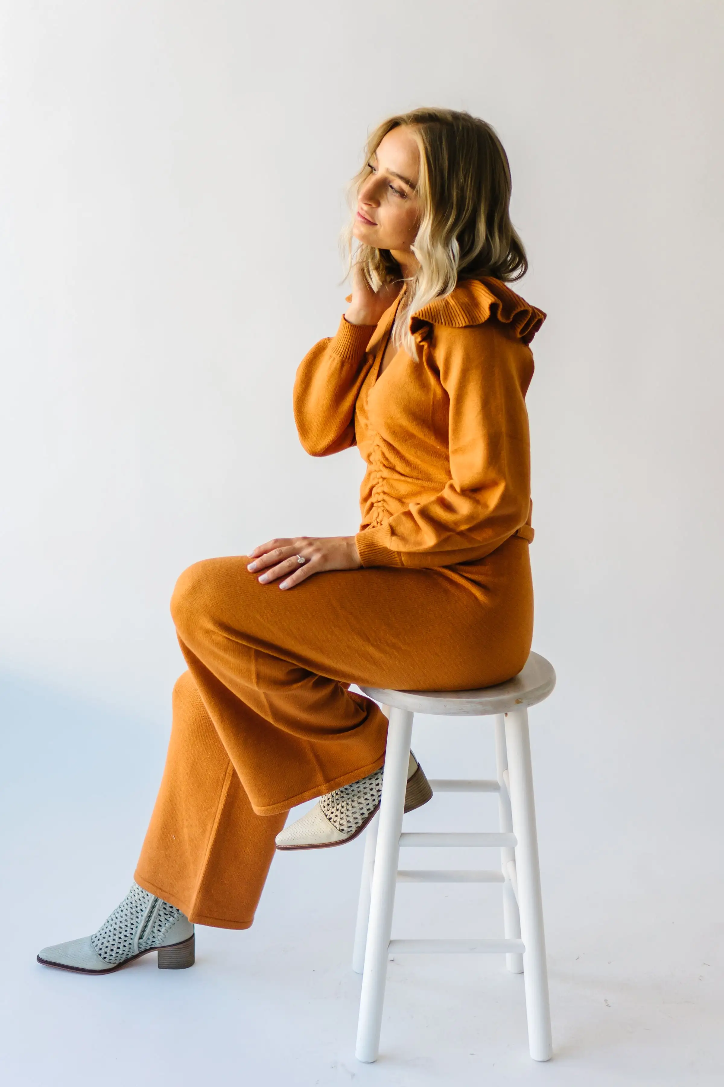 The Puth Straight Leg Sweater Pant in Rust