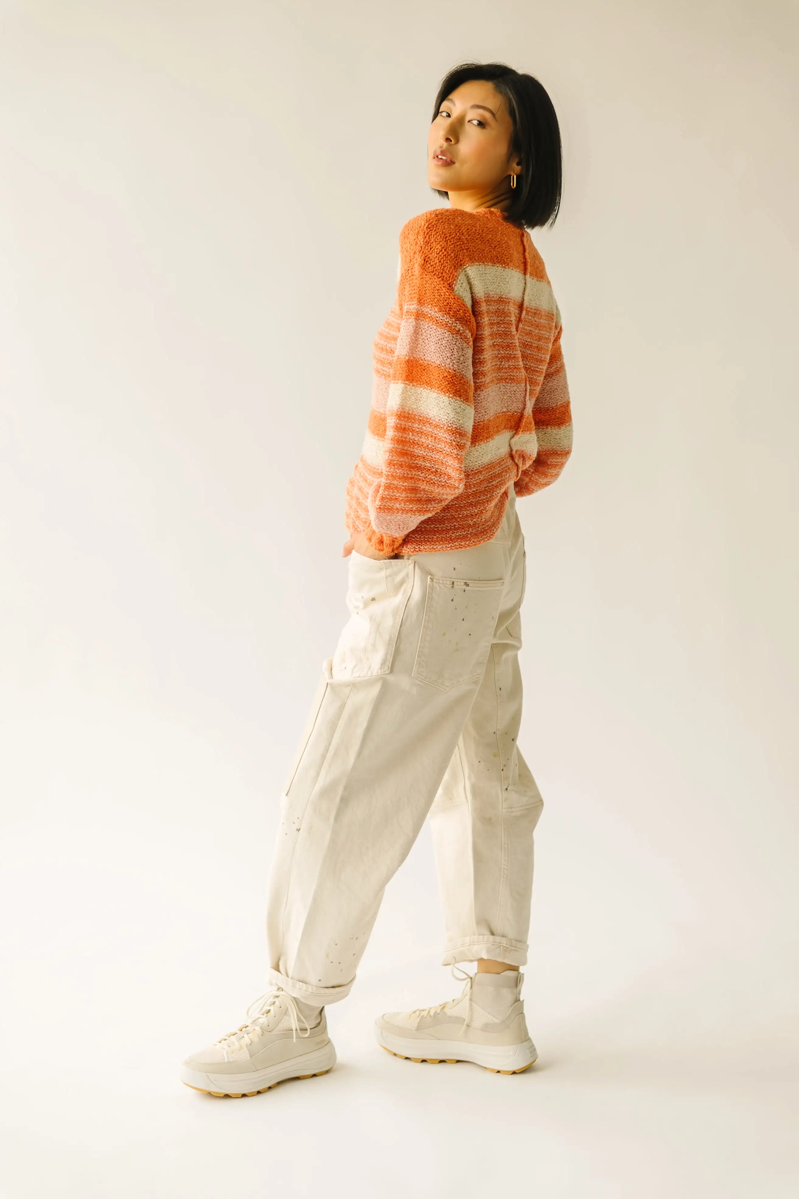 The Rialto Striped Sweater in Tangerine Multi