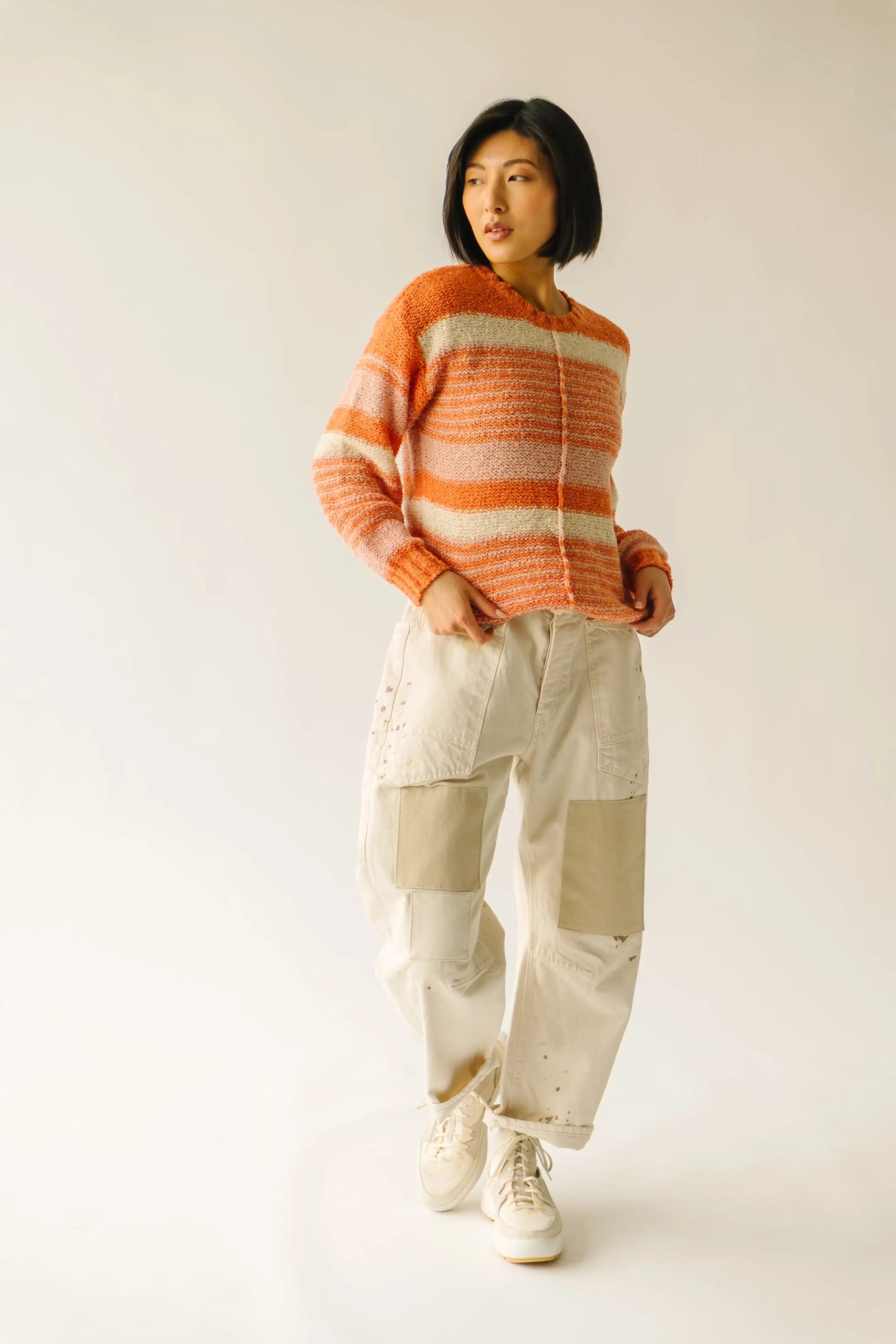 The Rialto Striped Sweater in Tangerine Multi