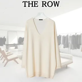 The Row  |Wool V-Neck Long Sleeves Plain V-neck & Crew neck