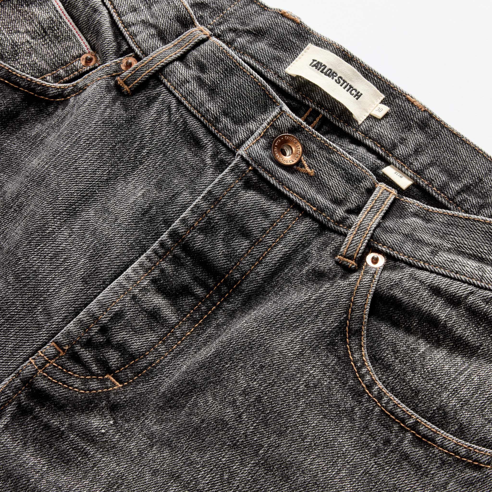 The Slim Jean in Black 1-Year Wash Selvage Denim