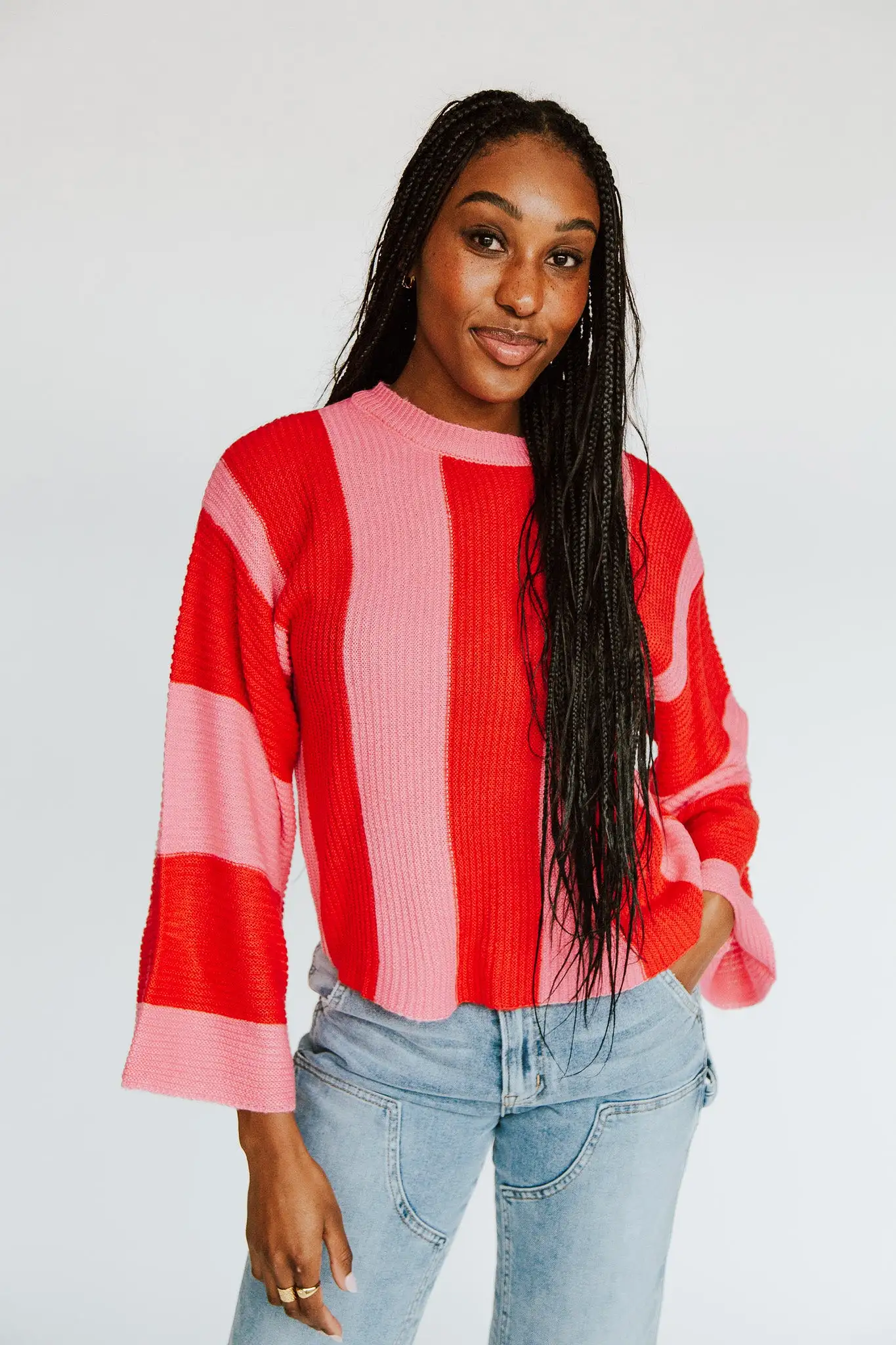 The Tiffin Striped Sweater in Pink