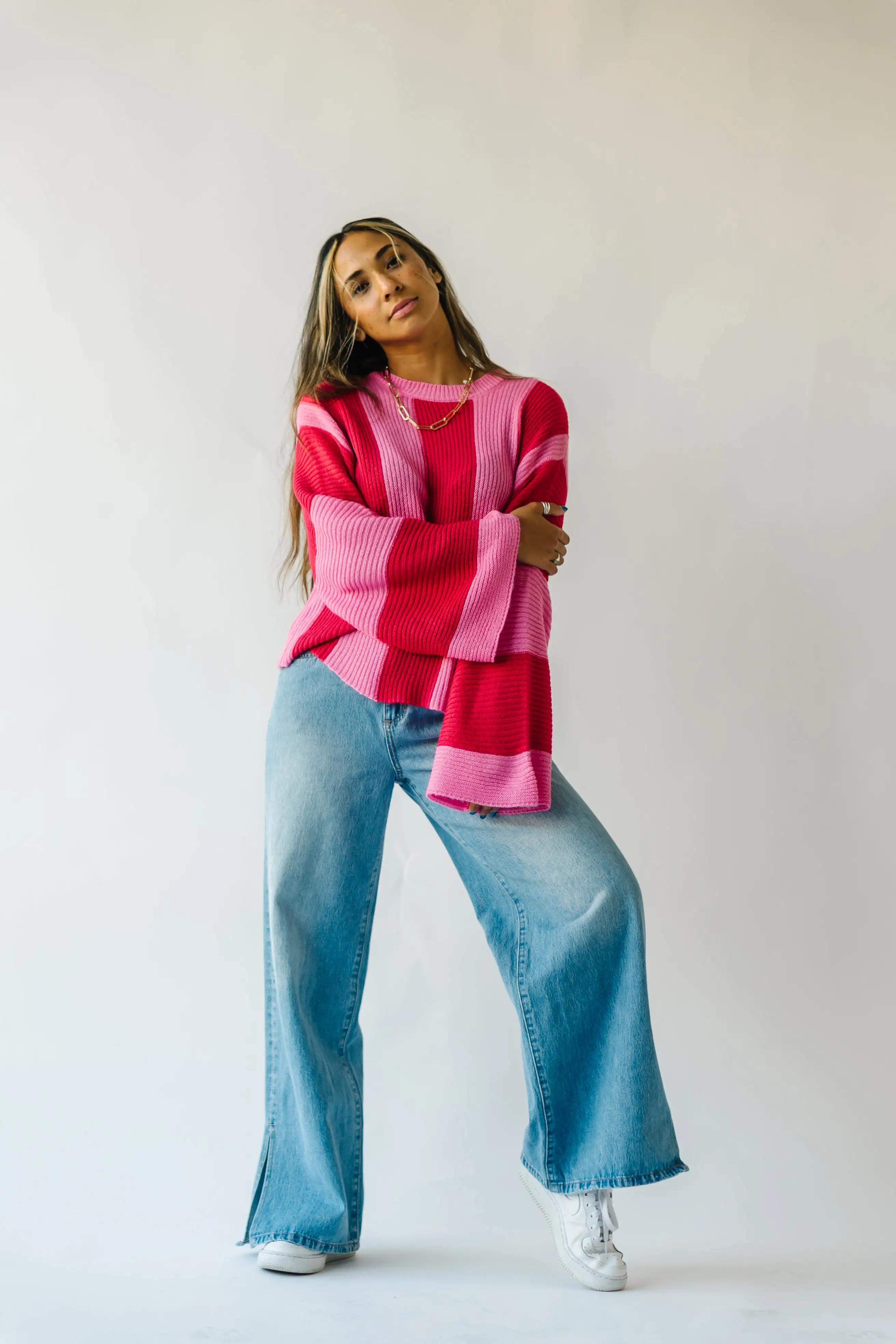 The Tiffin Striped Sweater in Pink