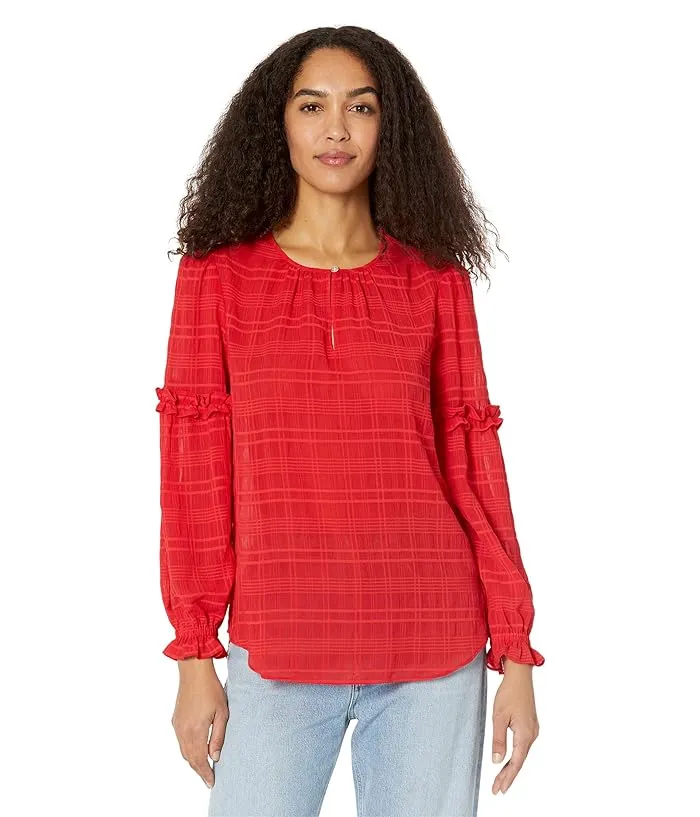 Tommy Hilfiger Keyhole Blouse with Ruffle Women's