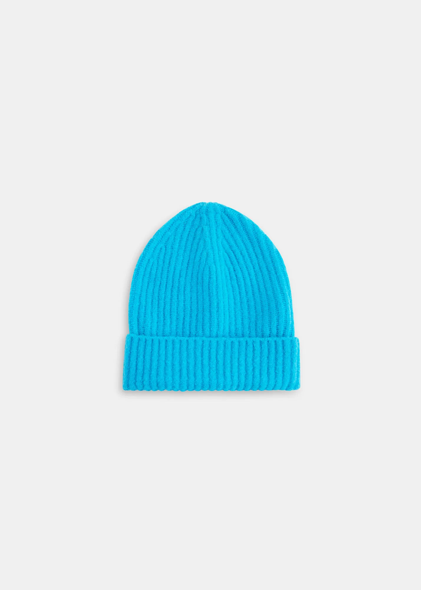 Turquoise Wool Mix Rib Beanie