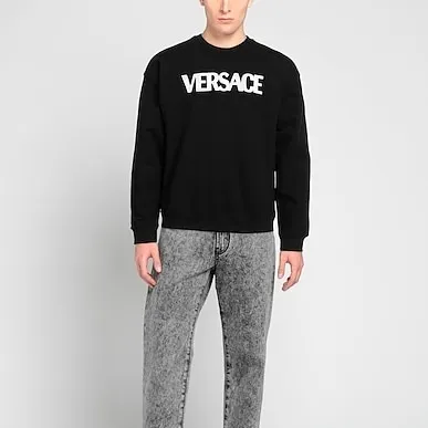 VERSACE  |Crew Neck Unisex Street Style Long Sleeves Plain Cotton Logo