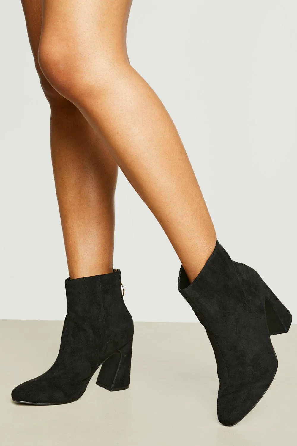 Wide Width Flared Heel Ring Detail Boots