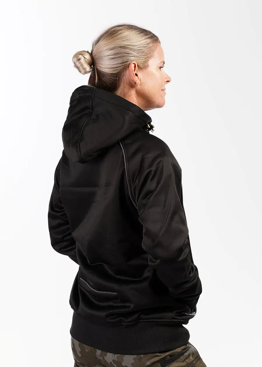 Women's fleece zip front hoodie with sherpa lining