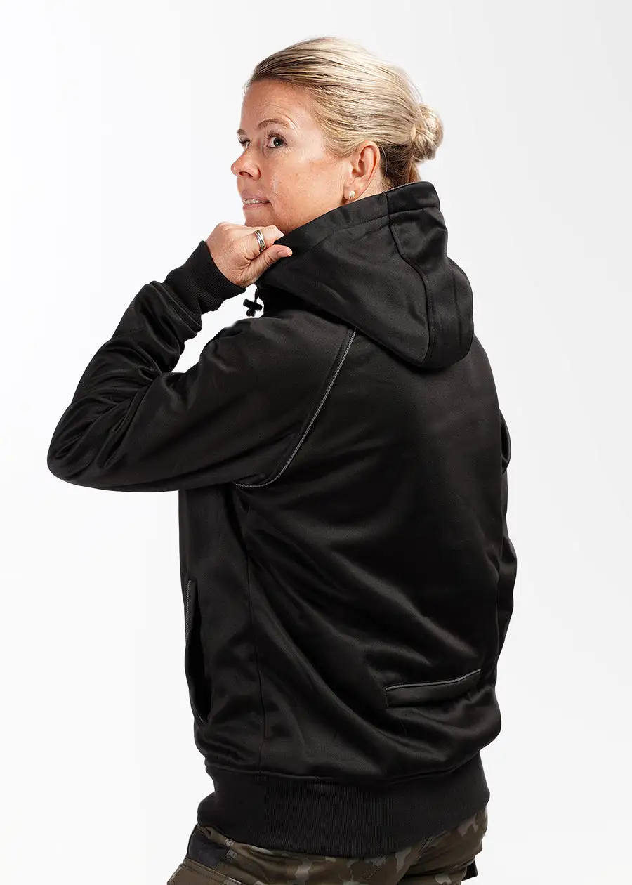 Women's fleece zip front hoodie with sherpa lining