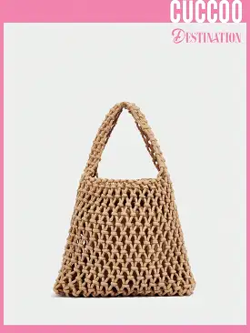 Women's Mini Crochet Bag Hollow Out Design Brown Versatile Vacation