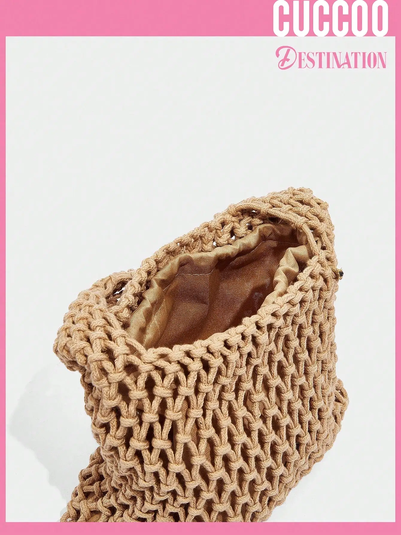 Women's Mini Crochet Bag Hollow Out Design Brown Versatile Vacation