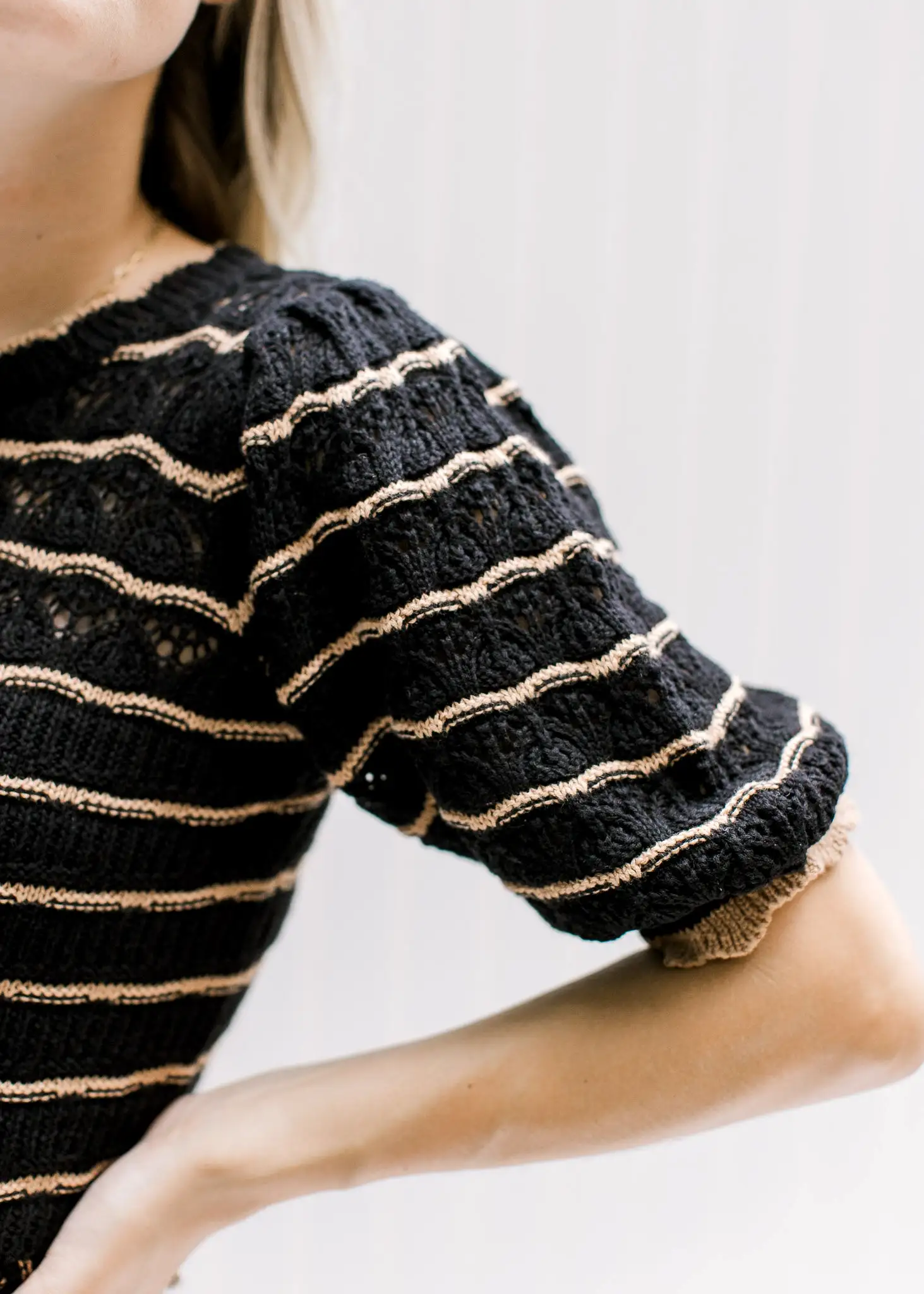 X Black and Rust Short Sleeve Sweater