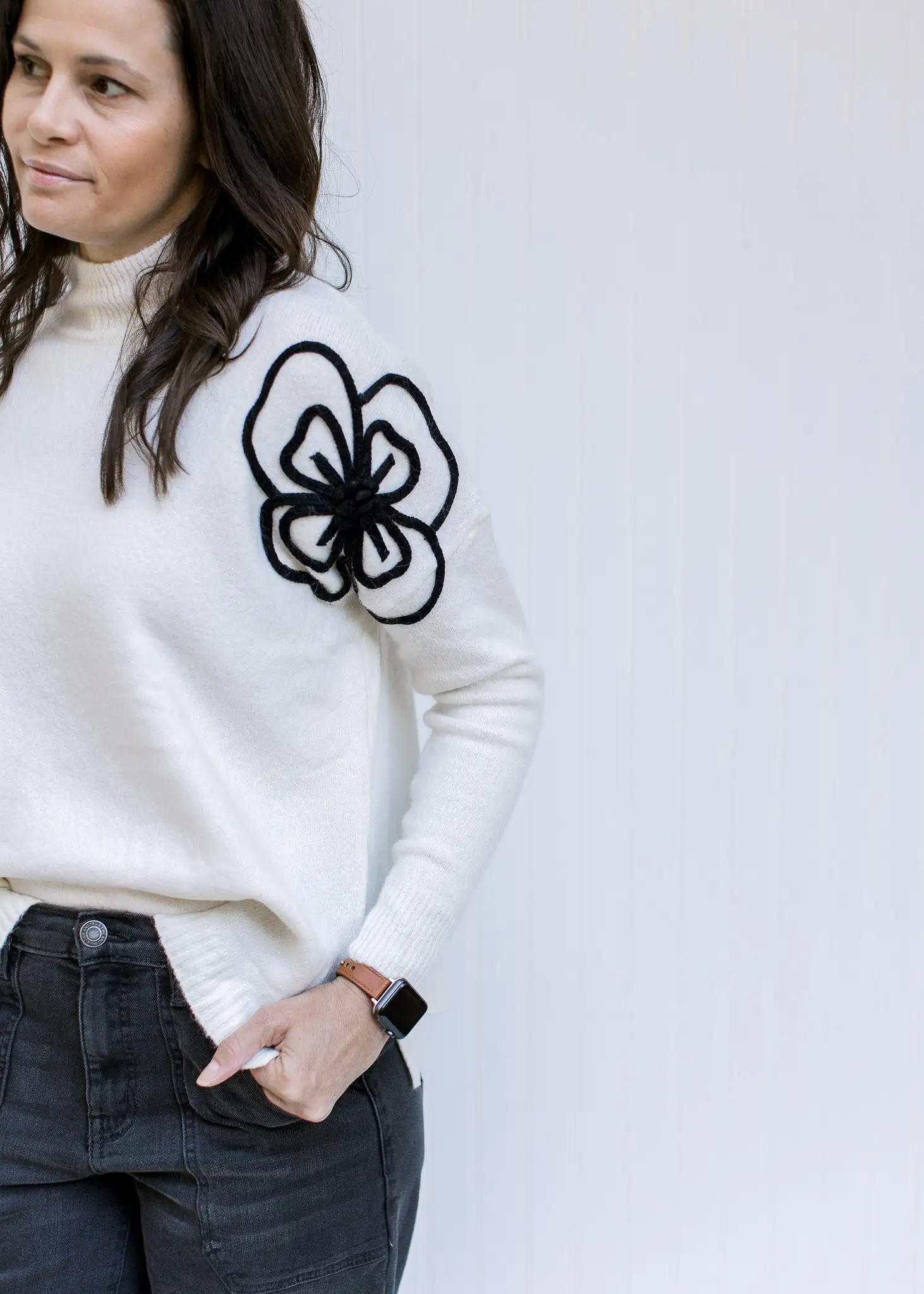 X Black Flower Sweater