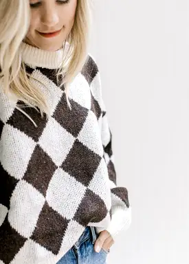 X Brown and White Sweater