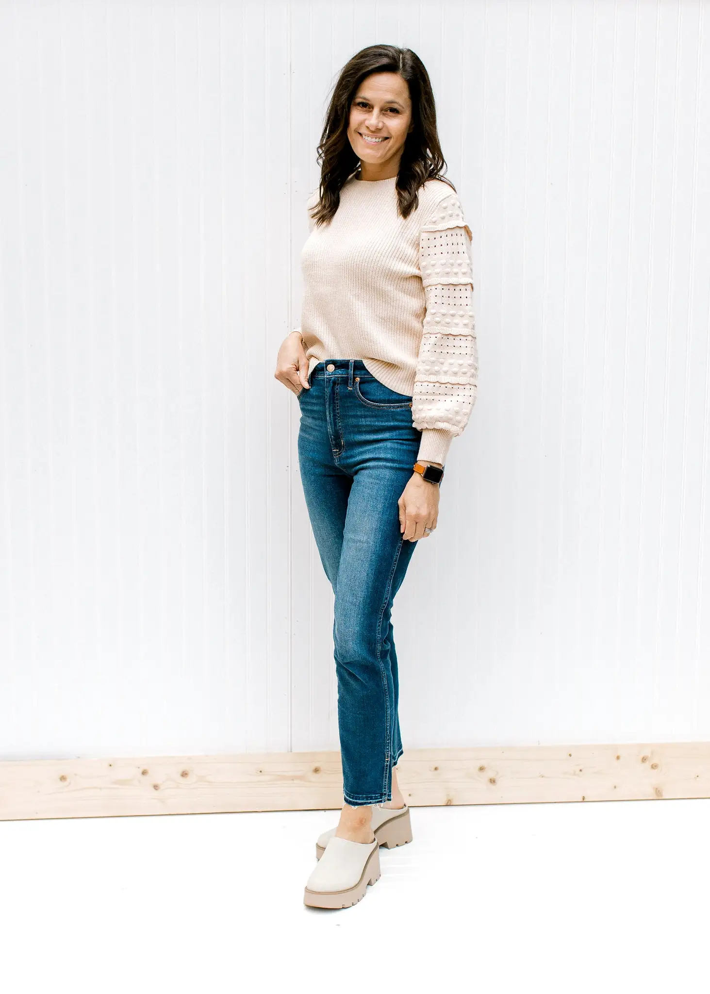 X Cream Shoulder Detail Sweater