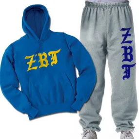 Zeta Beta Tau Hoodie and Sweatpants, Printed Old English Letters, Package Deal - CAD